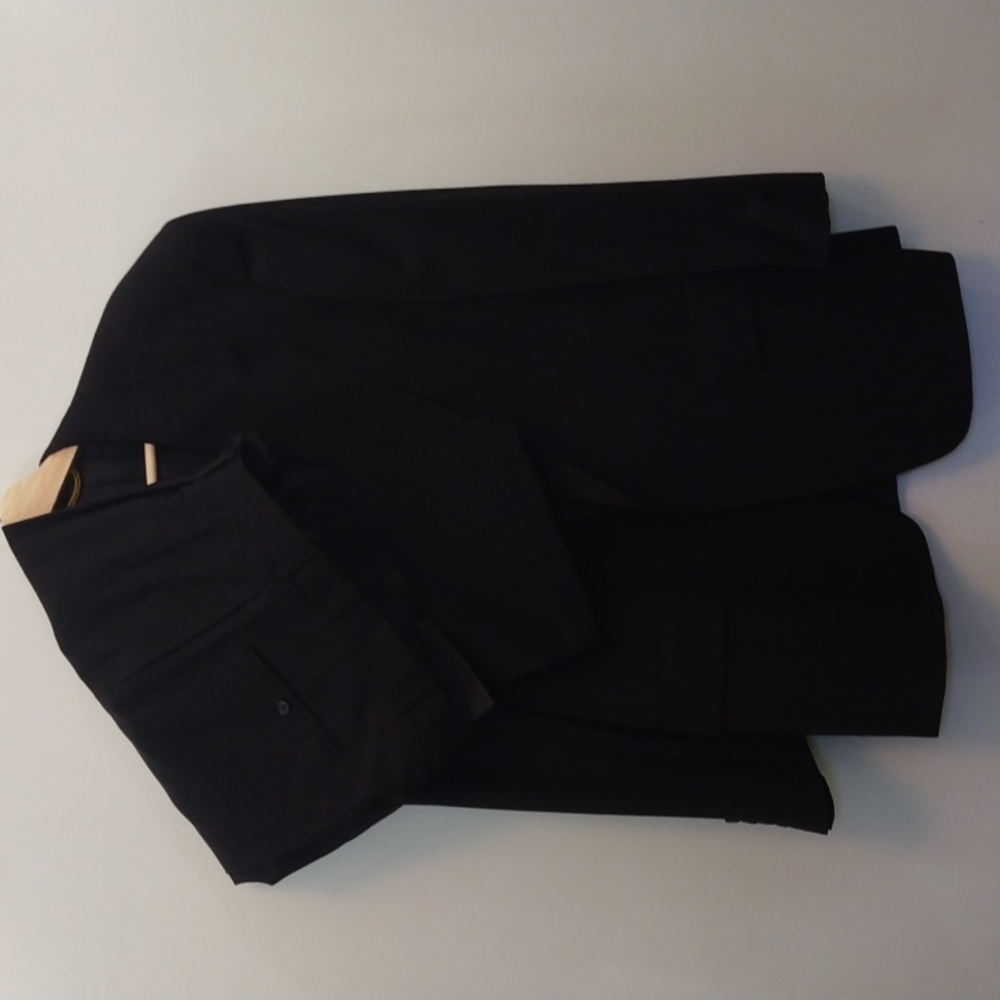 Hart Schaffner Marx Gold Trumpeter Black + Blue Pinstripe Suit 41R - Picture 3 of 13